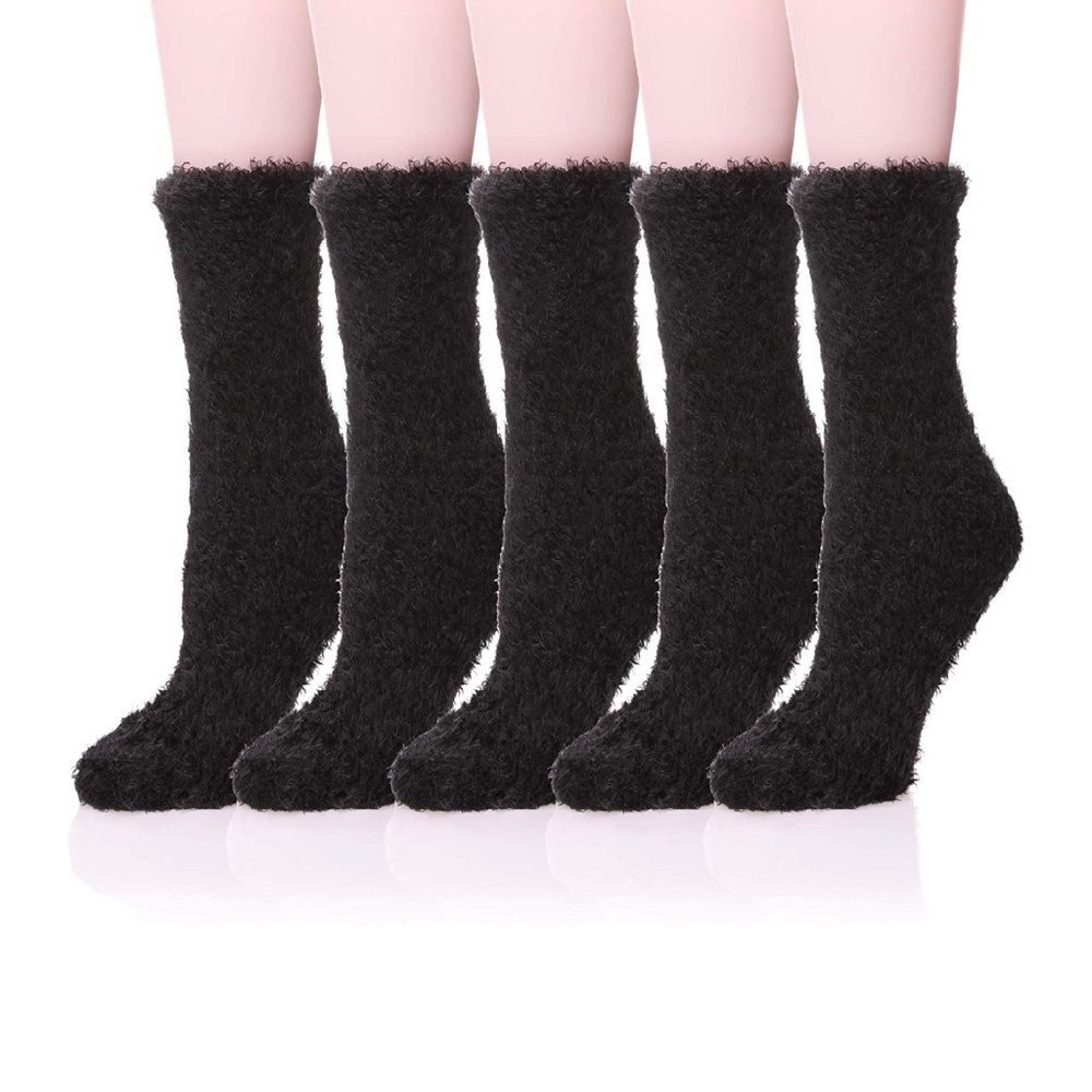 NEW 5 Pairs Soft Warm Fuzzy Fluffy Crew Socks